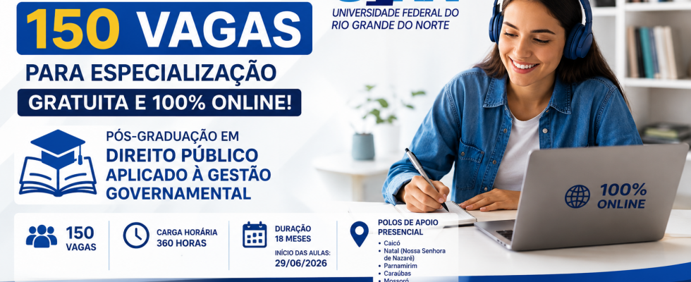 UFRN abre 150 vagas para especialização gratuita